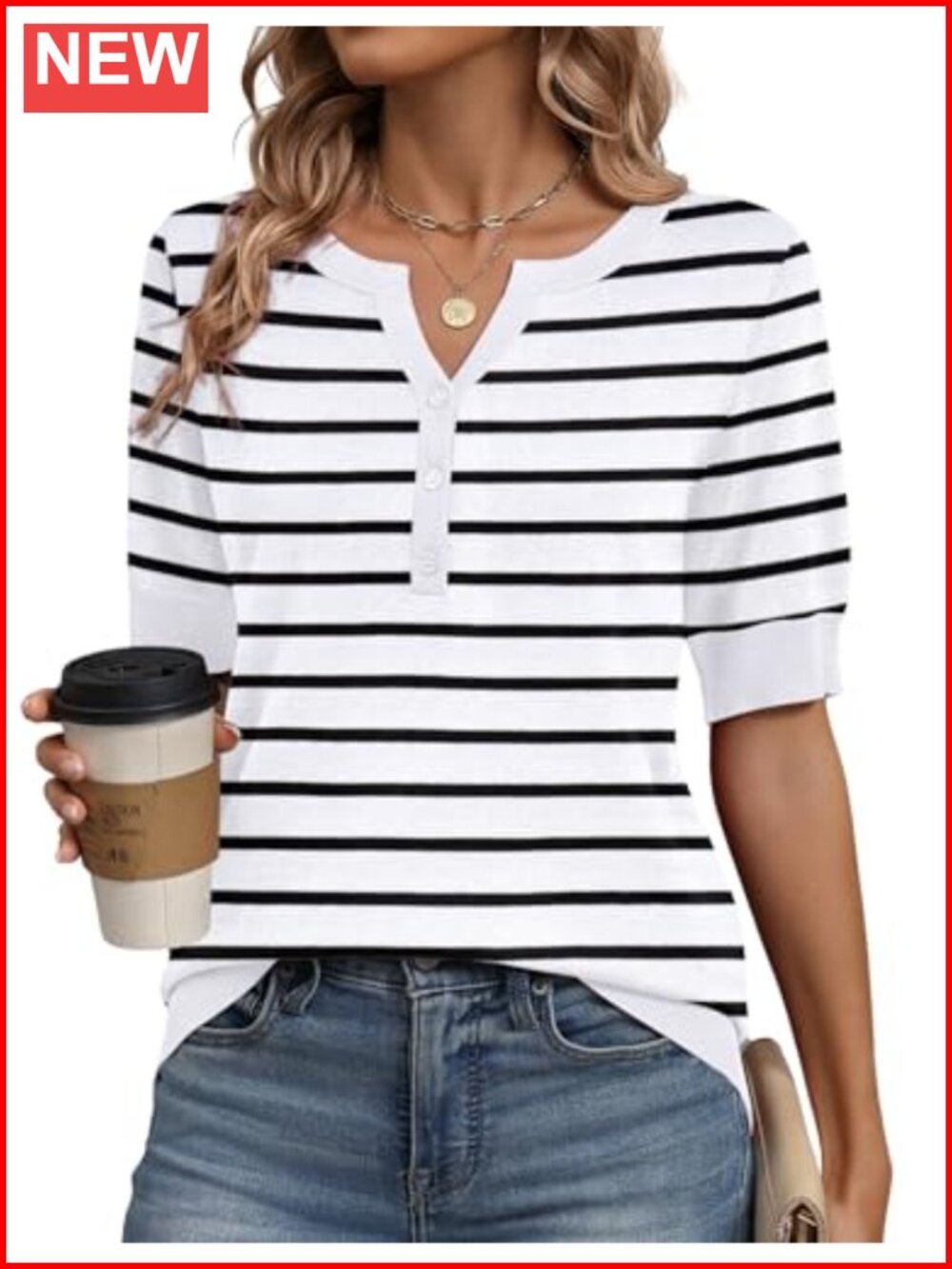 Women's Short Sleeve V-Neck Sweater Loose Fit Knit Pullover